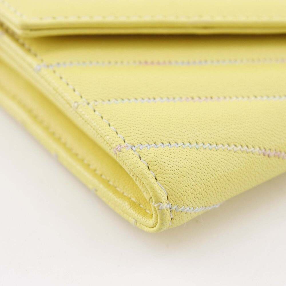 CHANEL Authentic Yellow Lambskin Leather Logo Wallet - Picture 4 of 16